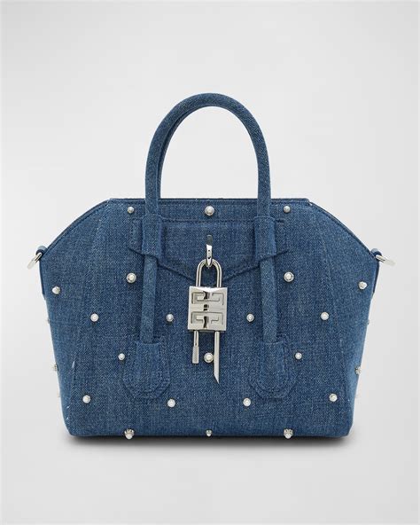 small grey givenchy antigona|mini antigona lock denim tote bag.